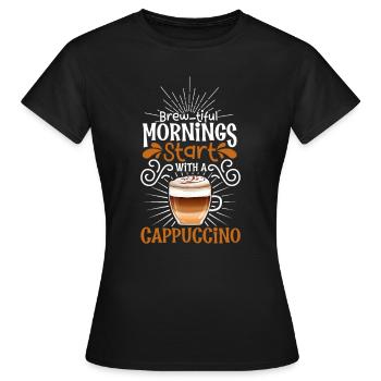 Bonjour avec cappuccino - T-shirt Femme - noir - Devant - AI Model Female 172 dark (172cm)