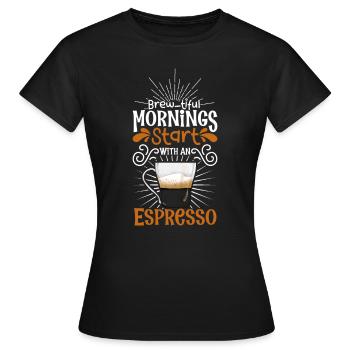 Bonjour avec expresso - T-shirt Femme - noir - Devant - AI Model Female 172 dark (172cm)