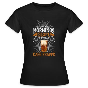 Bonjour avec Café Frappé - T-shirt Femme - noir - Devant - AI Model Female 172 dark (172cm)