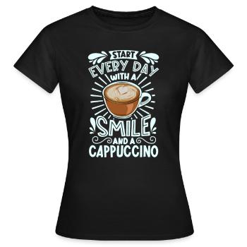 Souriez avec un cappuccino - T-shirt Femme - noir - Devant - AI Model Female 172 dark (172cm)