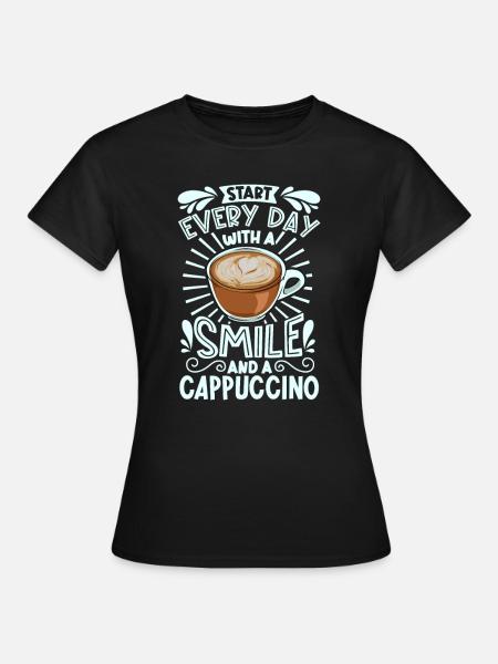 Souriez avec un cappuccino - T-shirt Femme - noir