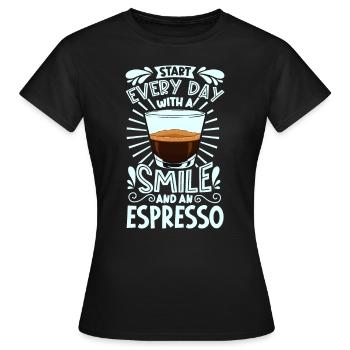 Souriez avec un expresso - T-shirt Femme - noir - Devant - AI Model Female 172 dark (172cm)