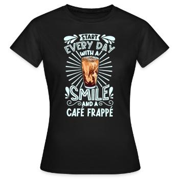 Souriez avec Café Frappé - T-shirt Femme - noir - Devant - AI Model Female 172 dark (172cm)