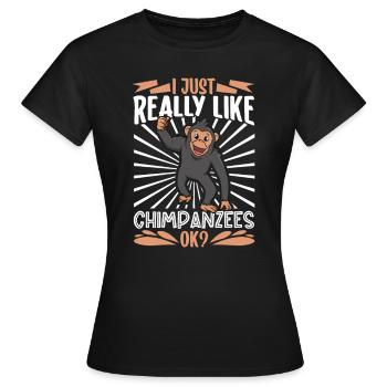 Ich liebe Schimpansen - Schimpanse - Frauen T-Shirt - Schwarz - Vorne - AI Model Female 172 dark (172cm)