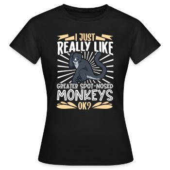 J’adore les grands singes museaux - T-shirt Femme - noir - Devant - AI Model Female 172 dark (172cm)