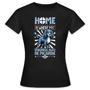 Zuhause - Epagneul Bleu de Picardie - Frauen T-Shirt - Schwarz - Vorne - AI Model Female 172 dark (172cm)
