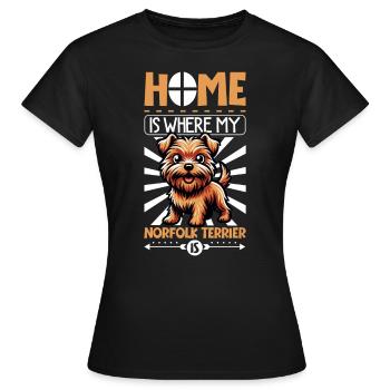 Zuhause - Norfolk Terrier - Frauen T-Shirt - Schwarz - Vorne - AI Model Female 172 dark (172cm)
