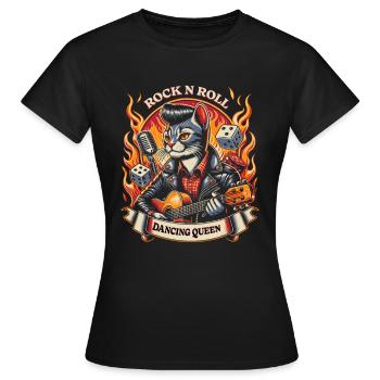 Rock n Roll Cat Dancing Queen - Women's T-Shirt - black - Front - AI Model Female 172 dark (172cm)