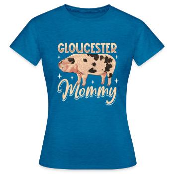 Maman cochonne Gloucestershire Old Spot - T-shirt Femme - bleu saphir antique chiné - Devant - AI Model Female 172 dark (172cm)