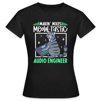 Chat à la table de mixage - ingénieur du son - T-shirt Femme - noir - Devant - AI Model Female 172 dark (172cm)