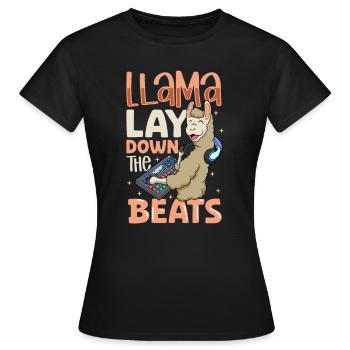 Lama à la table de mixage - Ingénieur du son - T-shirt Femme - noir - Devant - AI Model Female 172 dark (172cm)
