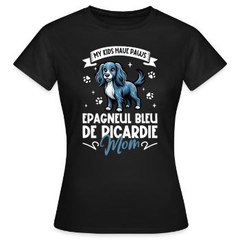 Epagneul Bleu de Picardie Mama - Frauen T-Shirt - Schwarz - Vorne - AI Model Female 172 dark (172cm)