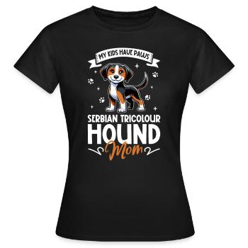 Dreifarbiger Serbischer Laufhund Mama - Frauen T-Shirt - Schwarz - Vorne - AI Model Female 172 dark (172cm)