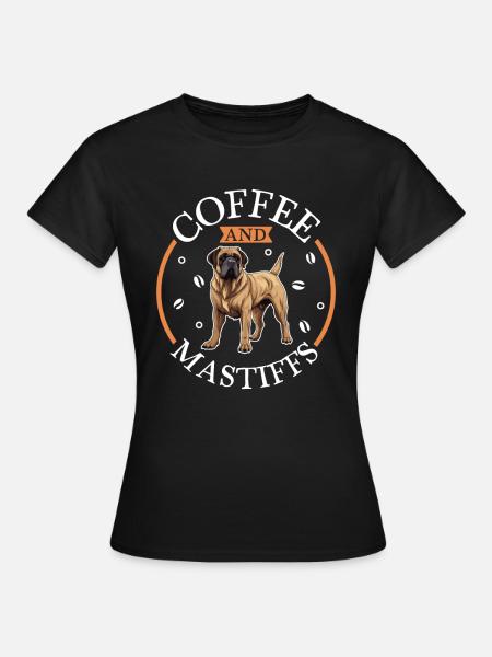 Kaffee und Assyrian Mastiff - Frauen T-Shirt - Schwarz