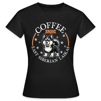 Café et laïka de Sibérie orientale - T-shirt Femme - noir - Devant - AI Model Female 172 dark (172cm)