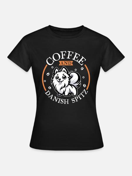 Kaffee und Dänischer Spitz - Frauen T-Shirt - Schwarz