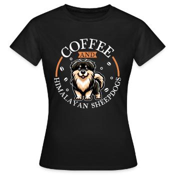 Café et chien de berger de l’Himalaya - T-shirt Femme - noir - Devant - AI Model Female 172 dark (172cm)