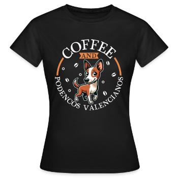 Kaffee und Podenco Valenciano - Frauen T-Shirt - Schwarz - Vorne - AI Model Female 172 dark (172cm)