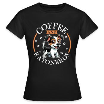 Kaffee und Ratonero Bodeguero Andaluz - Frauen T-Shirt - Schwarz - Vorne - AI Model Female 172 dark (172cm)