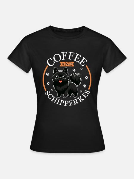 Kaffee und Schipperke - Frauen T-Shirt - Schwarz