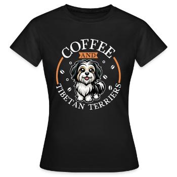 Coffee and Tibetan Terrier - Women's T-Shirt - black - Front - AI Model Female 172 dark (172cm)
