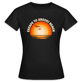 Je fuis vers la plage d’Arashi - T-shirt Femme - noir - Devant - AI Model Female 172 dark (172cm)