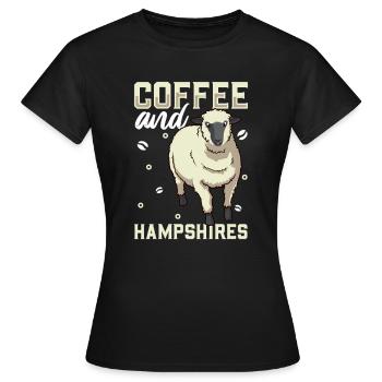 Café et moutons du Hampshire - T-shirt Femme - noir - Devant - AI Model Female 172 dark (172cm)