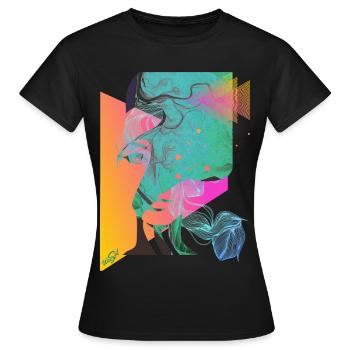 abstract face - Women's T-Shirt - black - Front - AI Model Female 172 dark (172cm)