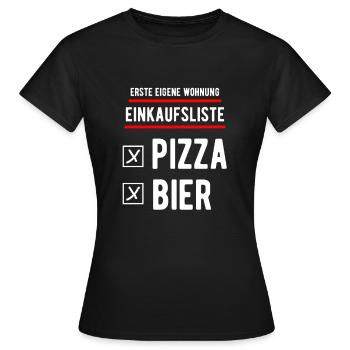 Eigene Wohnung Pizza und Bier Einweihungsgeschenk - Frauen T-Shirt - Schwarz - Vorne - AI Model Female 172 dark (172cm)