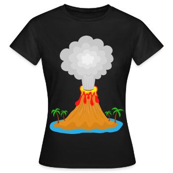 Volcan, éruption, île volcanique, lave, palmiers, montagne - T-shirt Femme - noir - Devant - AI Model Female 172 dark (172cm)