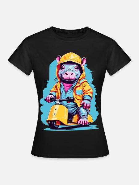 Süßes Nilpferd - Frauen T-Shirt - Schwarz