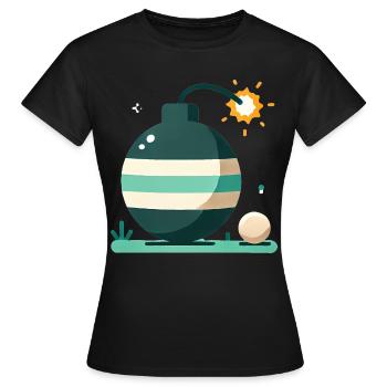 Cartoon Bomb with Burning Fuse Design - Women's T-Shirt - black - Front - AI Model Female 172 dark (172cm)