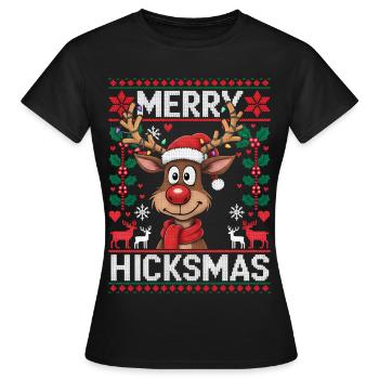Rentier Rudolph Rote Nase - Weihnachtsgeschenk - Frauen T-Shirt - Schwarz - Vorne - AI Model Female 172 dark (172cm)