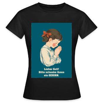 Petit enfant priant un désir de cerveau - T-shirt Femme - noir - Devant - AI Model Female 172 dark (172cm)