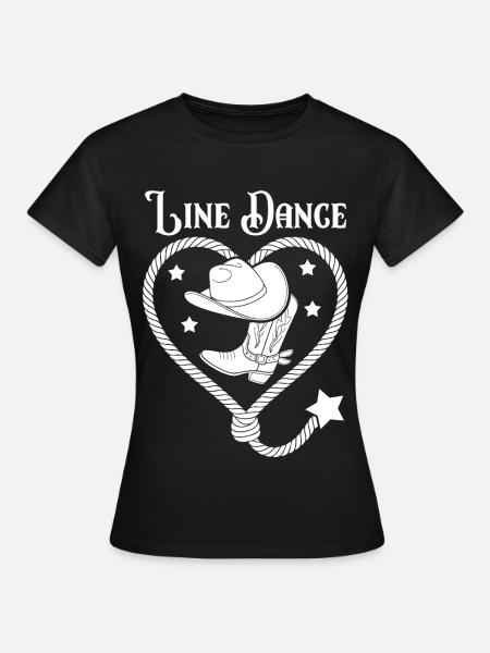 Line Dance Herz Lasso - Frauen T-Shirt - Schwarz