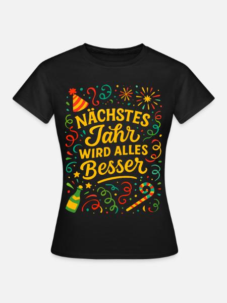 Feuerwerk Silvester Konfetti Glück Neujahr - Frauen T-Shirt - Schwarz