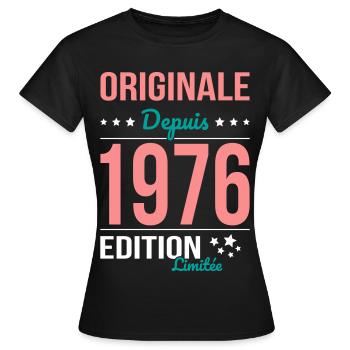 Original seit 1976 – 50-jähriges Jubiläum - Frauen T-Shirt - Schwarz - Vorne - AI Model Female 172 dark (172cm)