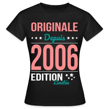 Original seit 2006 – 20-jähriges Jubiläum - Frauen T-Shirt - Schwarz - Vorne - AI Model Female 172 dark (172cm)