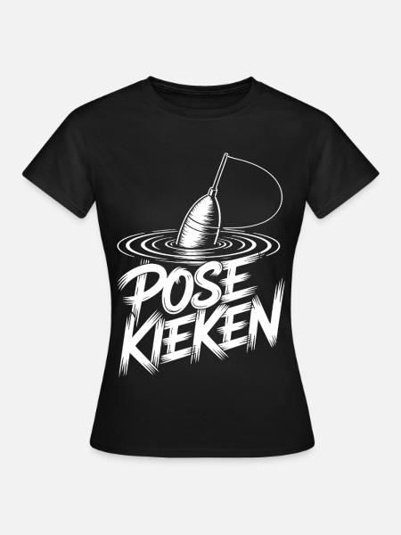 Fischen Pose Humor - Frauen T-Shirt - Schwarz