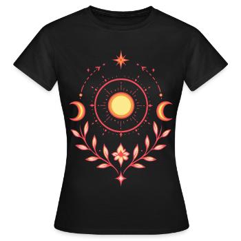 Mittsommer Sonne – Litha Pagan Design - Frauen T-Shirt - Schwarz - Vorne - AI Model Female 172 dark (172cm)