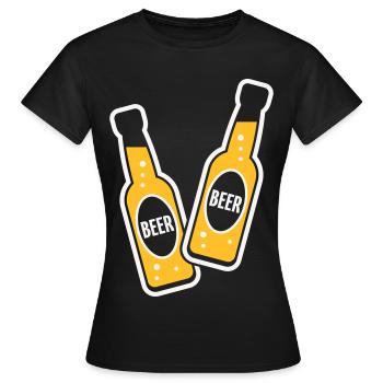 2 Bierflaschen zum Toasten (Bier / NEG 2C) - Frauen T-Shirt - Schwarz - Vorne - AI Model Female 172 dark (172cm)