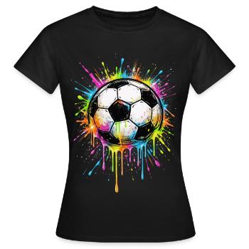 Ballon de Foot Splash Couleur | Style Graffiti - T-shirt Femme - noir - Devant - AI Model Female 172 dark (172cm)