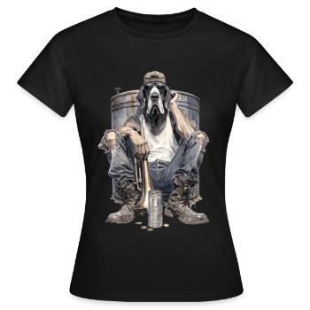Un dogue allemand cool avec trompette - T-shirt Femme - noir - Devant - AI Model Female 172 dark (172cm)