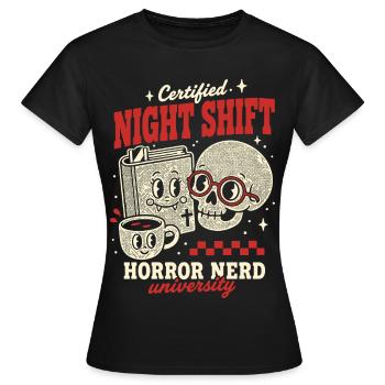 Certified Night Shift Horror Nerd - Women's T-Shirt - black - Front - AI Model Female 172 dark (172cm)
