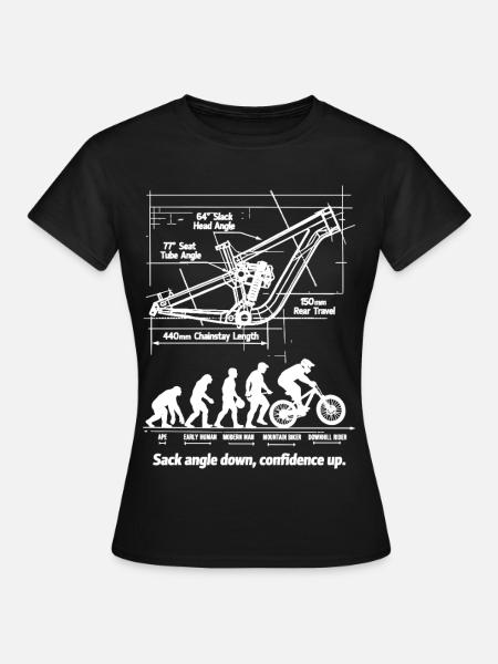 MTB Evolution Blueprint: Full Suspension Downhill - Frauen T-Shirt - Schwarz
