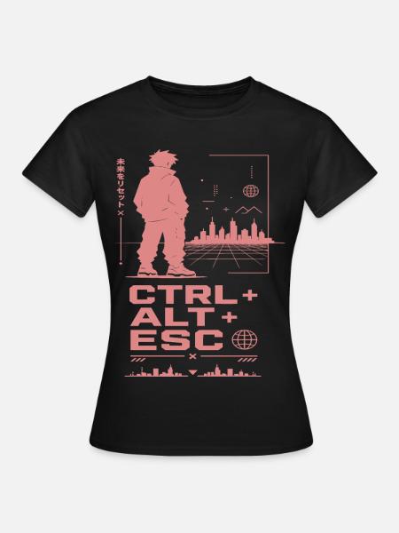 Cyberpunk Skyline CTRL ALT ESC - Frauen T-Shirt - Schwarz