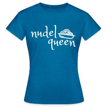 Nudelqueen - Frauen T-Shirt - Antikblaues Saphir meliert - Vorne - AI Model Female 172 dark (172cm)