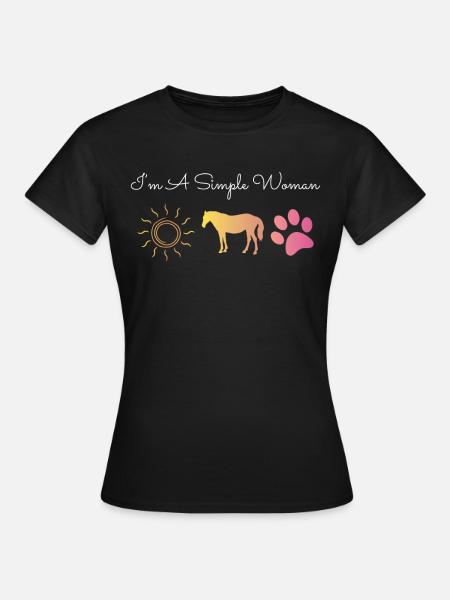 Frau Pferd Hund Sonne Pferde Sommer Fun Geschenk - Frauen T-Shirt - Schwarz