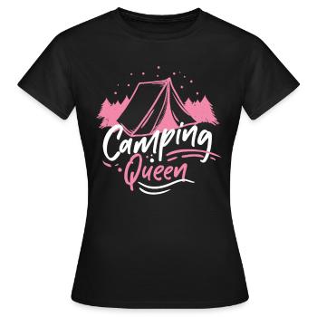 Camping Reine Campen caravane camper cadeau - T-shirt Femme - noir - Devant - AI Model Female 172 dark (172cm)