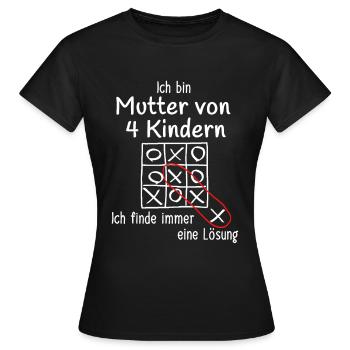 Mutter von 4 Kindern Geschenk zum 4. Kind - Frauen T-Shirt - Schwarz - Vorne - AI Model Female 172 dark (172cm)